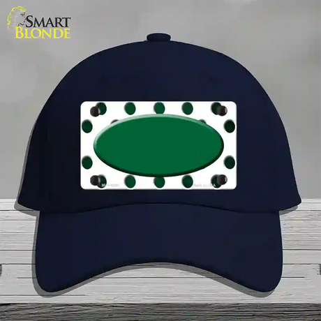 Green White Dots Oval Oil Rubbed Novelty License Plate Hat Cotton / Navy