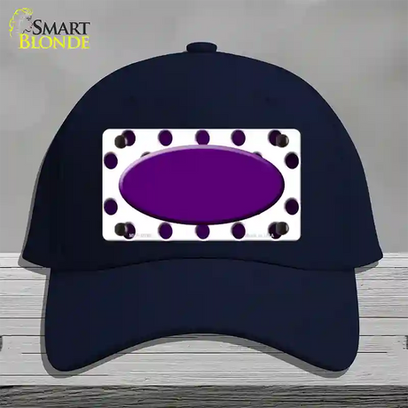 Purple White Dots Oval Oil Rubbed Novelty License Plate Hat Cotton / Navy