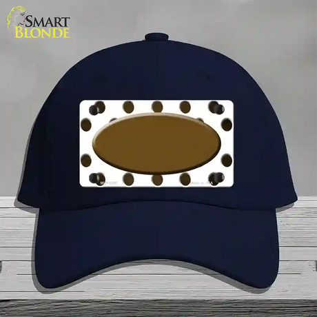 Brown White Dots Oval Oil Rubbed Novelty License Plate Hat Cotton / Navy