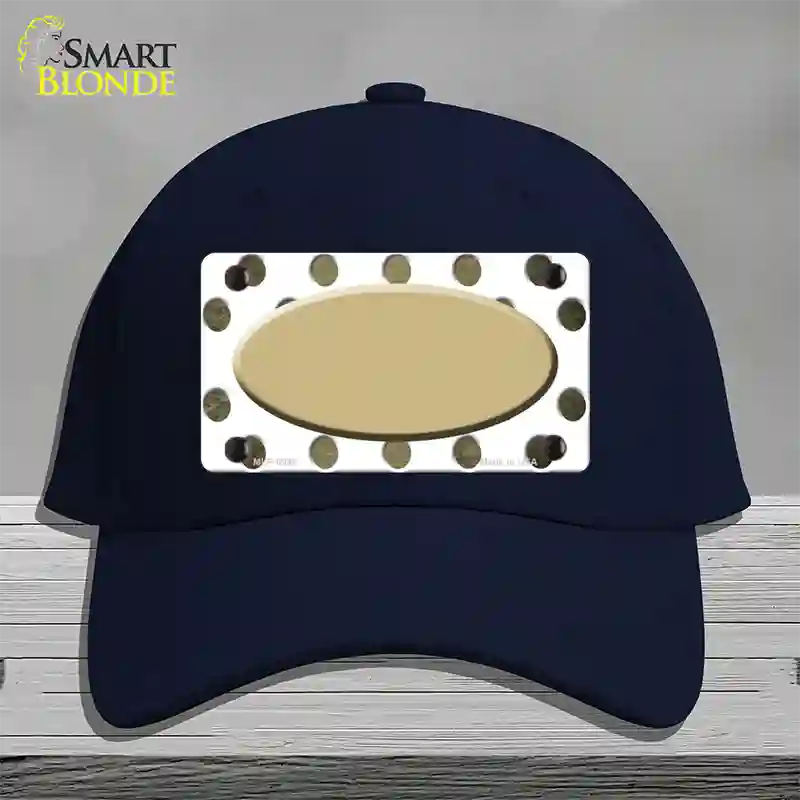 Gold White Dots Oval Oil Rubbed Novelty License Plate Hat Cotton / Navy