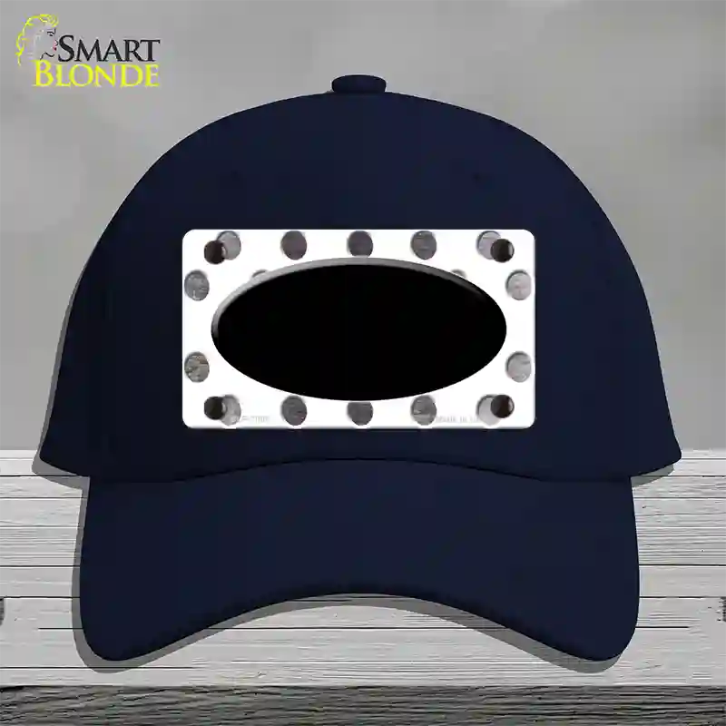 Black White Dots Oval Oil Rubbed Novelty License Plate Hat Cotton / Navy