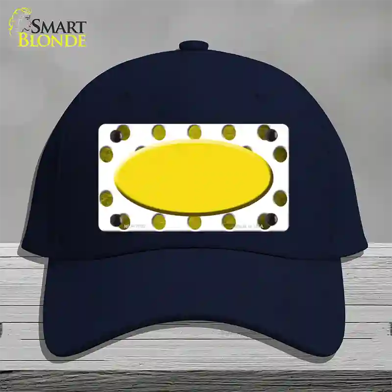 Yellow White Dots Oval Oil Rubbed Novelty License Plate Hat Cotton / Navy