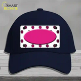 Pink White Dots Oval Oil Rubbed Novelty License Plate Hat Cotton / Navy