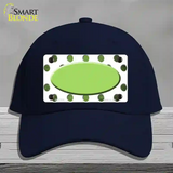 Lime Green White Dots Oval Oil Rubbed Novelty License Plate Hat Cotton / Navy