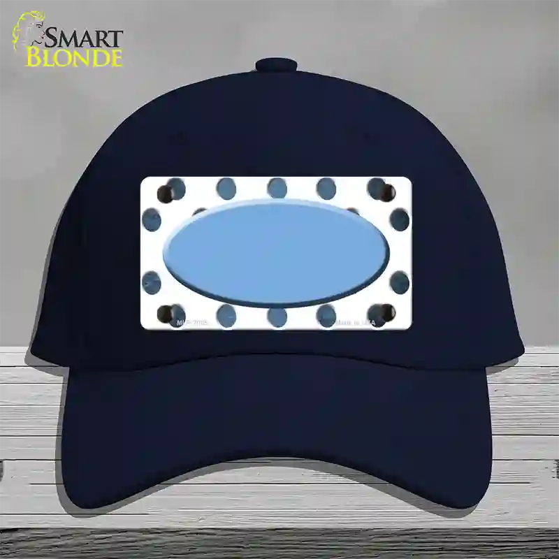 Light Blue White Dots Oval Oil Rubbed Novelty License Plate Hat Cotton / Navy