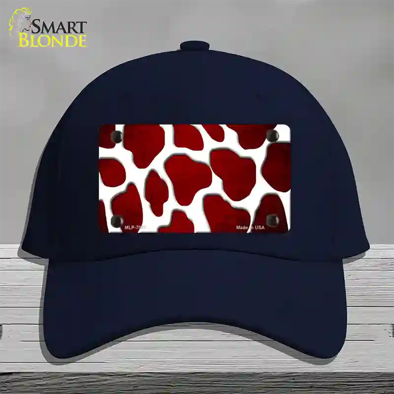 Red White Giraffe Oil Rubbed Novelty License Plate Hat Cotton / Navy