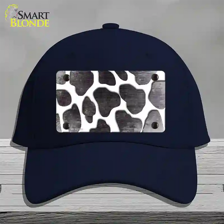 Black White Giraffe Oil Rubbed Novelty License Plate Hat Cotton / Navy