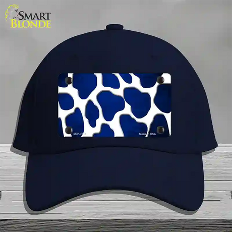 Blue White Giraffe Oil Rubbed Novelty License Plate Hat Cotton / Navy