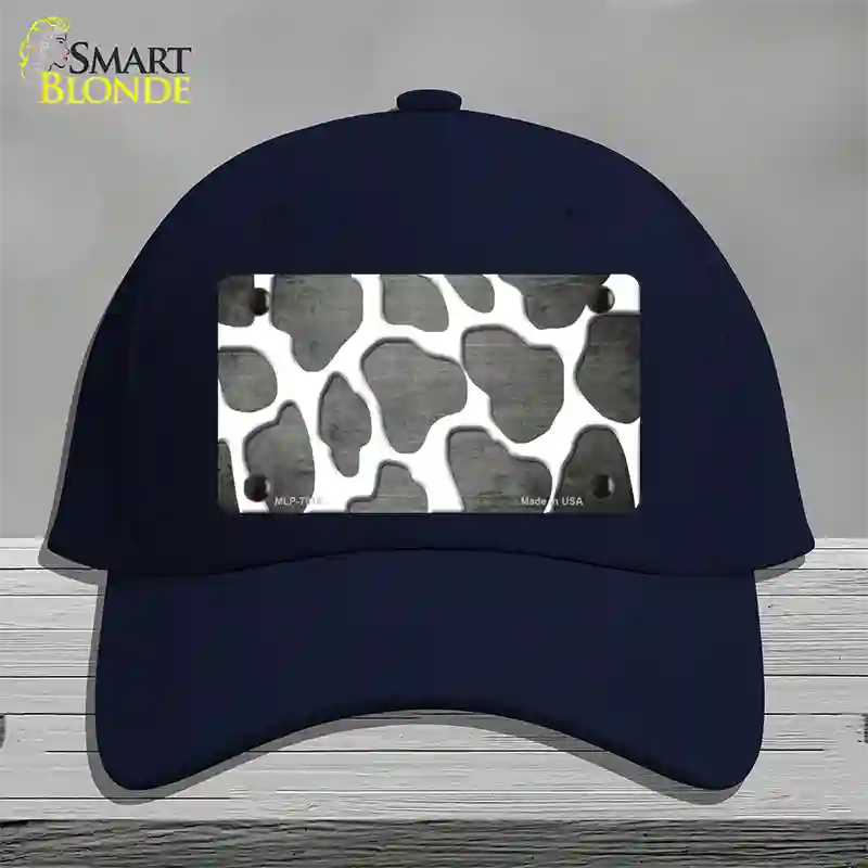 Gray White Giraffe Oil Rubbed Novelty License Plate Hat Cotton / Navy