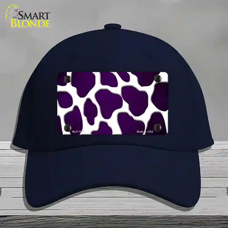 Purple White Giraffe Oil Rubbed Novelty License Plate Hat Cotton / Navy