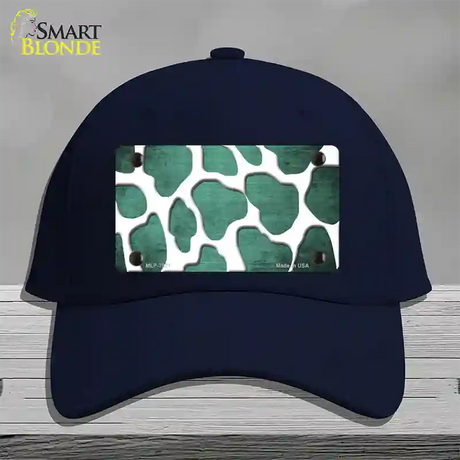 Mint White Giraffe Oil Rubbed Novelty License Plate Hat Cotton / Navy