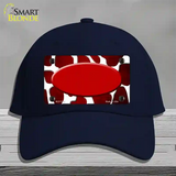 Red White Oval Giraffe Oil Rubbed Novelty License Plate Hat Cotton / Navy