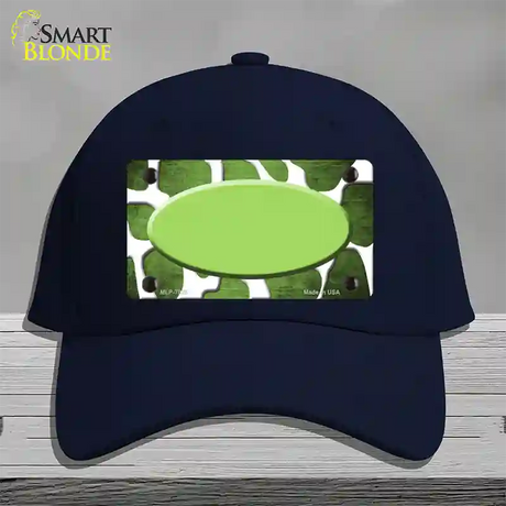 Lime Green White Oval Giraffe Oil Rubbed Novelty License Plate Hat Cotton / Navy