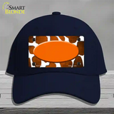 Orange White Oval Giraffe Oil Rubbed Novelty License Plate Hat Cotton / Navy