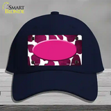 Pink White Oval Giraffe Oil Rubbed Novelty License Plate Hat Cotton / Navy