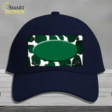 Green White Oval Giraffe Oil Rubbed Novelty License Plate Hat Cotton / Navy