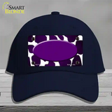 Purple White Oval Giraffe Oil Rubbed Novelty License Plate Hat Cotton / Navy