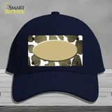 Gold White Oval Giraffe Oil Rubbed Novelty License Plate Hat Cotton / Navy