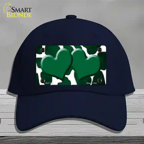 Green White Hearts Giraffe Oil Rubbed Novelty License Plate Hat Cotton / Navy