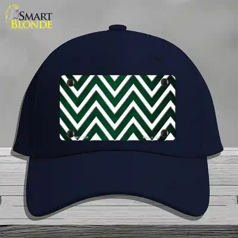 Green White Chevron Oil Rubbed Novelty License Plate Hat Cotton / Navy