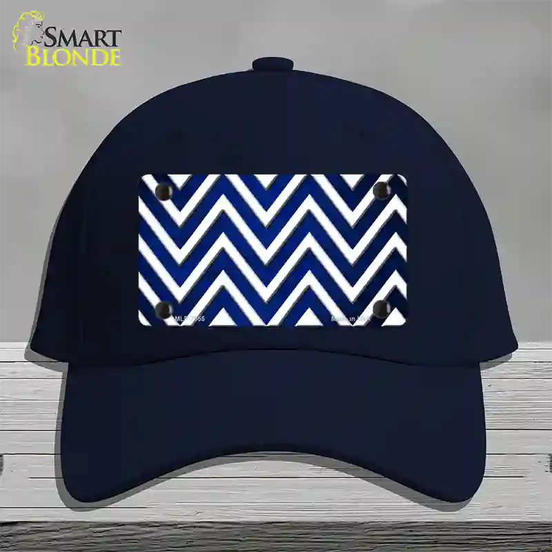 Blue White Chevron Oil Rubbed Novelty License Plate Hat Cotton / Navy