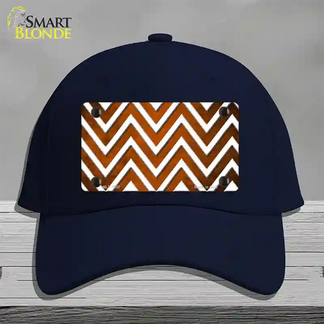 Orange White Chevron Oil Rubbed Novelty License Plate Hat Cotton / Navy