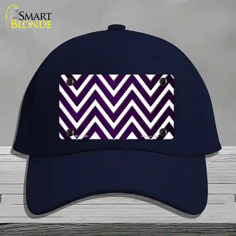 Purple White Chevron Oil Rubbed Novelty License Plate Hat Cotton / Navy