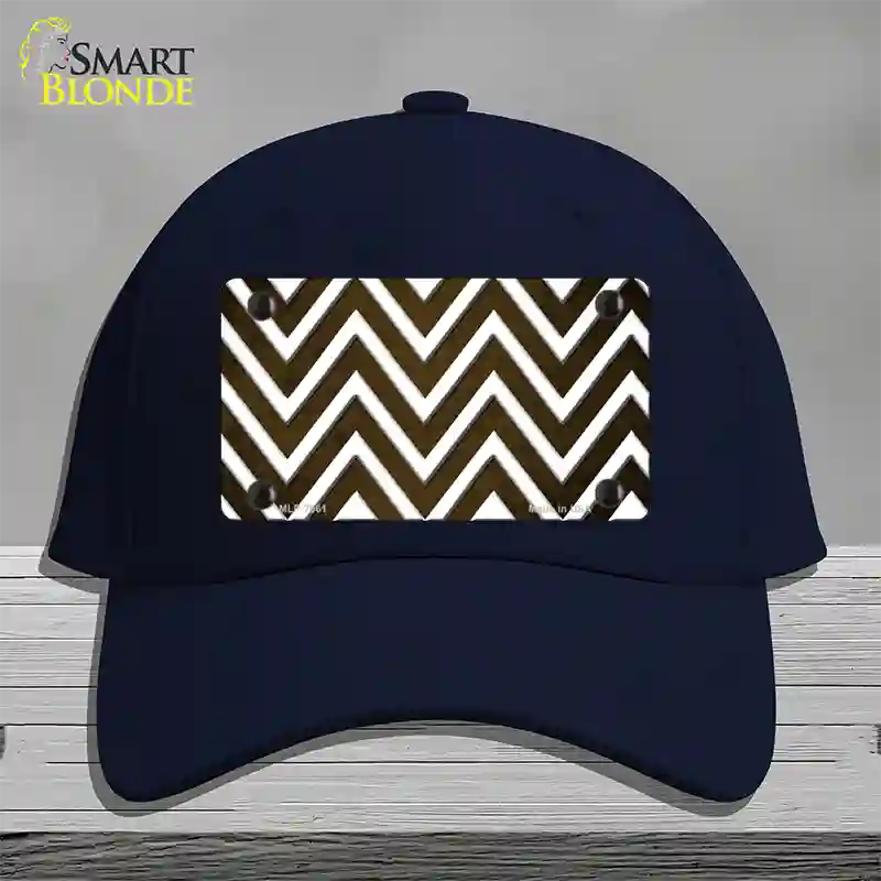 Brown White Chevron Oil Rubbed Novelty License Plate Hat Cotton / Navy