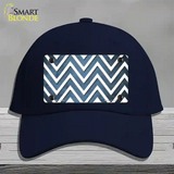 Light Blue White Chevron Oil Rubbed Novelty License Plate Hat Cotton / Navy