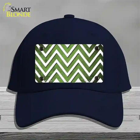 Lime Green White Chevron Oil Rubbed Novelty License Plate Hat Cotton / Navy