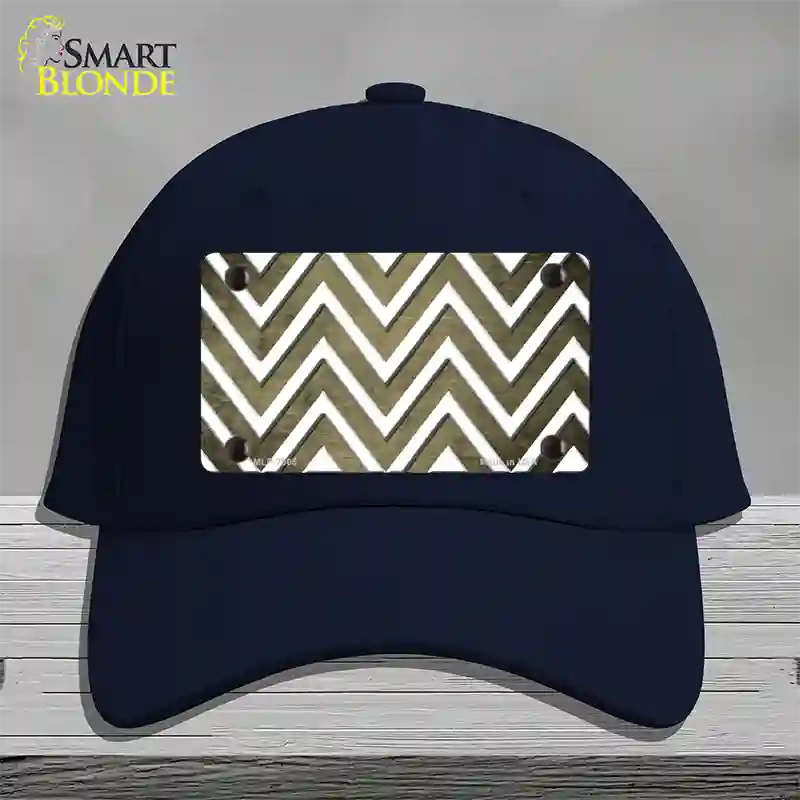 Gold White Chevron Oil Rubbed Novelty License Plate Hat Cotton / Navy