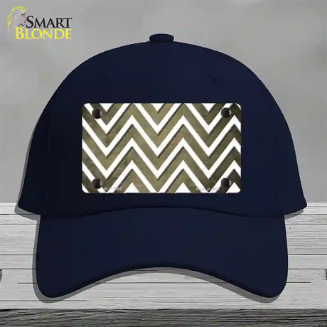 Gold White Chevron Oil Rubbed Novelty License Plate Hat Cotton / Navy