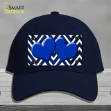 Blue White Hearts Chevron Oil Rubbed Novelty License Plate Hat Cotton / Navy