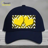 Yellow White Hearts Chevron Oil Rubbed Novelty License Plate Hat Cotton / Navy