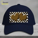 Brown White Hearts Chevron Oil Rubbed Novelty License Plate Hat Cotton / Navy