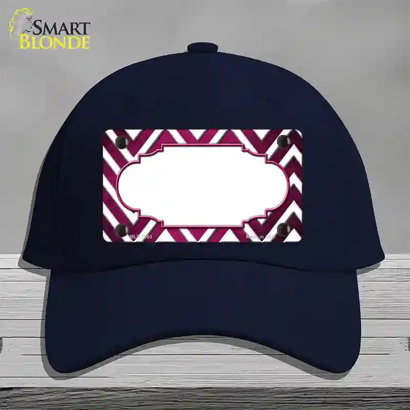 Pink White Chevron Scallop Oil Rubbed Novelty License Plate Hat Cotton / Navy