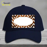 Orange White Chevron Scallop Oil Rubbed Novelty License Plate Hat Cotton / Navy