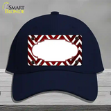 Red White Chevron Scallop Oil Rubbed Novelty License Plate Hat Cotton / Navy