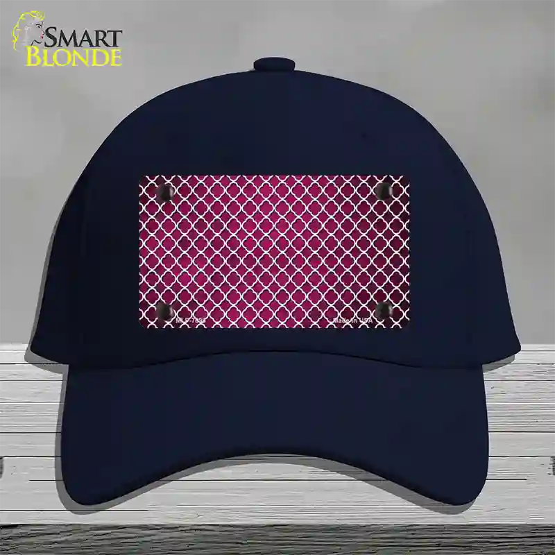 Pink White Quatrefoil Oil Rubbed Novelty License Plate Hat Cotton / Navy