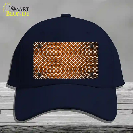 Orange White Quatrefoil Oil Rubbed Novelty License Plate Hat Cotton / Navy