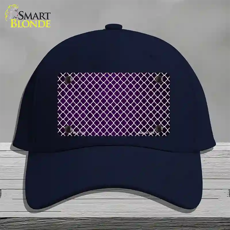 Purple White Quatrefoil Oil Rubbed Novelty License Plate Hat Cotton / Navy