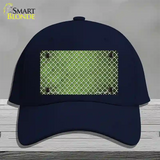 Lime Green White Quatrefoil Oil Rubbed Novelty License Plate Hat Cotton / Navy