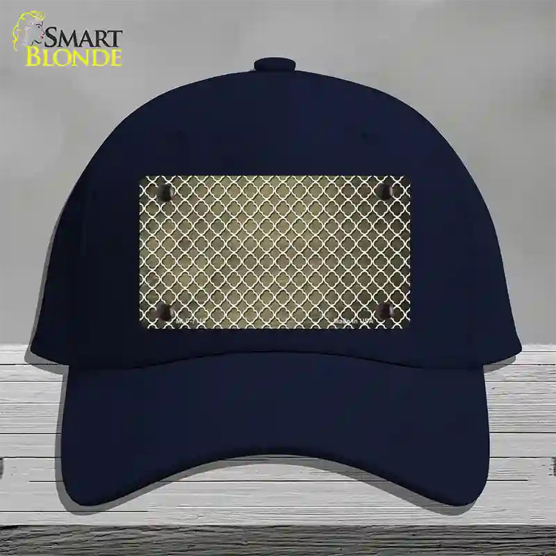 Gold White Quatrefoil Oil Rubbed Novelty License Plate Hat Cotton / Navy