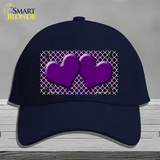 Purple White Quatrefoil Hearts Oil Rubbed Novelty License Plate Hat Cotton / Navy