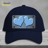 Light Blue White Quatrefoil Hearts Oil Rubbed Novelty License Plate Hat Cotton / Navy