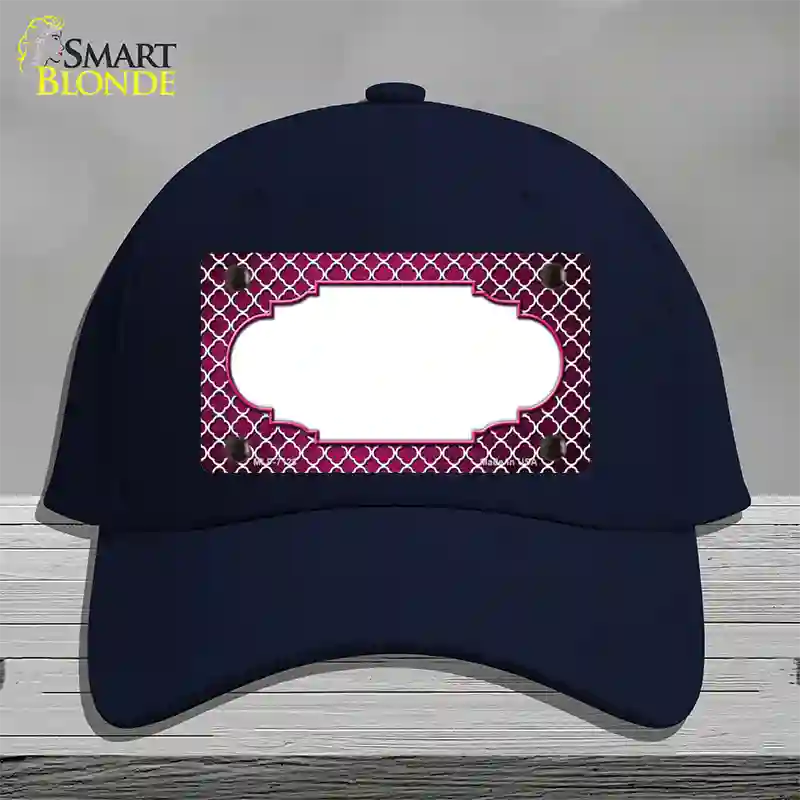 Pink White Quatrefoil Scallop Oil Rubbed Novelty License Plate Hat Cotton / Navy