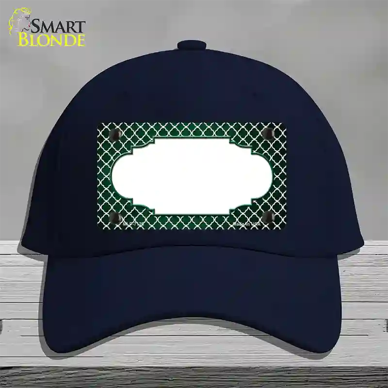 Green White Quatrefoil Scallop Oil Rubbed Novelty License Plate Hat Cotton / Navy