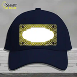 Yellow White Quatrefoil Scallop Oil Rubbed Novelty License Plate Hat Cotton / Navy