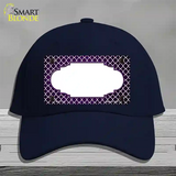 Purple White Quatrefoil Scallop Oil Rubbed Novelty License Plate Hat Cotton / Navy