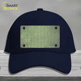 Lime Green White Small Chevron Oil Rubbed Novelty License Plate Hat Cotton / Navy